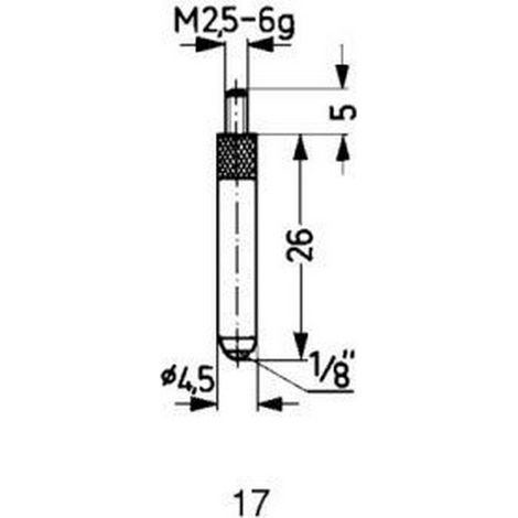 Conector de medida, de carburo, Modelo : abombado, 26 mm de largo