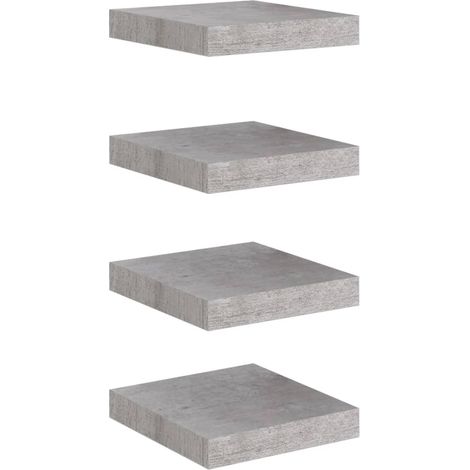 Étagères murales 4 pcs,Étagère flottante gris béton 23x23,5x3,8 cm MDF CFW56174 (1/5)