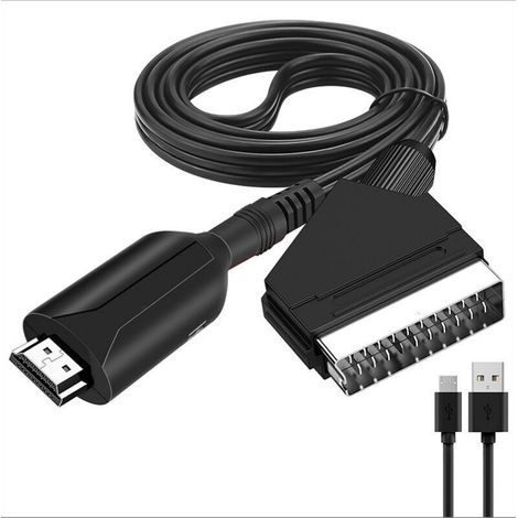 1PC HDMI to SCART Video Converter, HDMI to SCART Brush Head Audio and Video Conversion Box Adapter Cable, 1m (1/4)