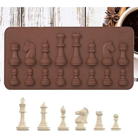 Molde de chocolate con forma de ajedrez para pastel de chocolate, molde para gelatina, molde para hielo derretido, molde para hornear, decoración de pasteles de dulces DIY (molde de chocolate ChEss)