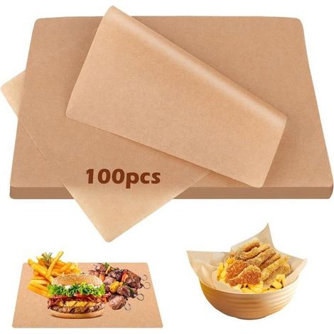 100 feuilles cuisson prédécoupées antiadhésives. Compatible four, grill et friteuse air. Naturel et pratique. (1/5)