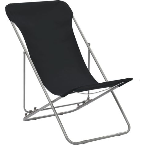 Lot de 2 Chaises de plage pliables, Chaises de relaxation, Acier et tissu oxford Noir OIB9676E (1/5)