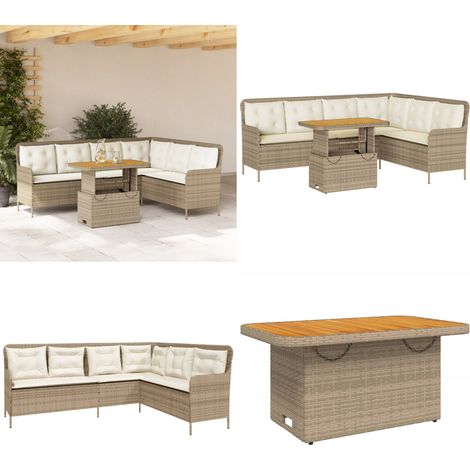 vidaXL 2-tlg. Garten-Sofagarnitur mit Kissen Beige Poly Rattan (1/5)