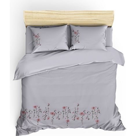 Funda nórdica, funda nórdica, ropa de cama Set 100% Algodón Blanco Rosa (1/2)