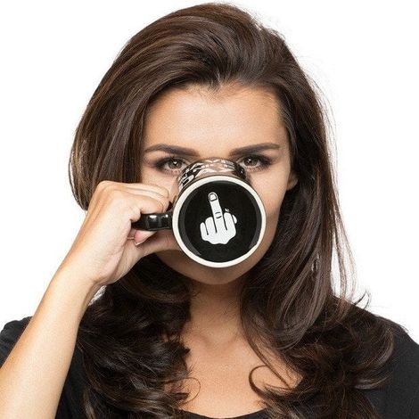 Tasse mit Finger, Keramik, lustig, als Geschenk, 320 ml, Kaffee, Tee, für einen Jungen