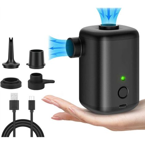 Pompe Electrique 2 en 1 Gonfleur et Degonfleur Portable sans Fil USB Rechargeable, Mini Pompe à Air avec 4 Embouts pour Le Matelas,Camping Coussin,Bateau,Anneau de Natation (1/5)