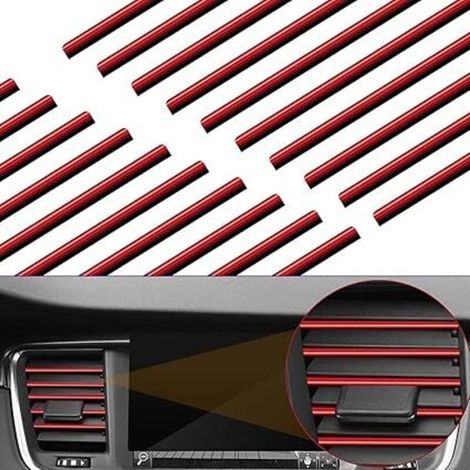 (Rouge)20pcs 19,5cm Bande de Grille d'Aération de Voiture, Bandes Décoratives Voiture Accessoire Voiture Interieur Decoration pour Climatisation de Voitures Sortie d'Aération Grilles (1/4)