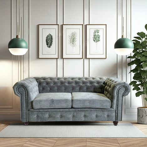 Canapé CHESTERFIELD 2 places / Gris/ 183x85x72