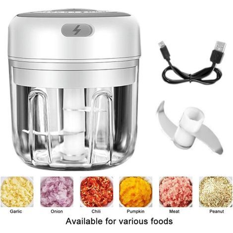 Kabelloser elektrischer Mixer für Knoblauch, Mini-Gemüseschneider, Fleischpresse und Fleischwolf, für Obst und Zwiebeln (1/4)