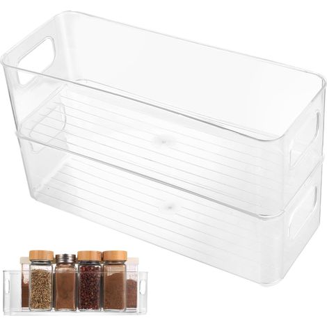 2 pcs boîtes de rangement frigo transparentes avec poignée, empilables (1/5)
