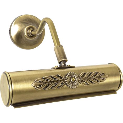 Bilderleuchte Messing massiv E14 20 cm breit in Bronze hell glänzend Jugendstil Bilderlampe
