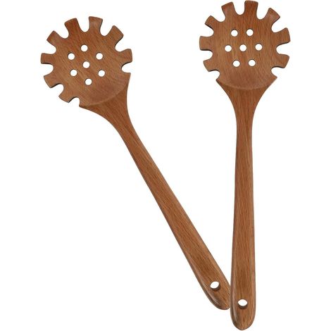 2 cuillères pâtes bois dents + manche long, passoire résistante chaleur nouilles