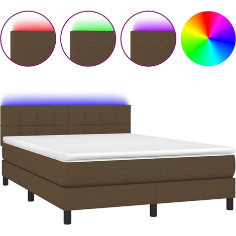 Maison Exclusive - Boxspringbett mit Matratze & LED Dunkelbraun 1