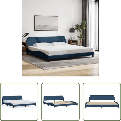 Schlafzimmer - Bettgestell "Dover" Blau 200x200 cm Stoff (1/5)