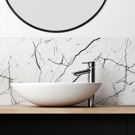 Crédence salle de bain en PVC effet marbre noir 140x30 cm (en 2 bandeaux) - Marbre Noir (1/5)