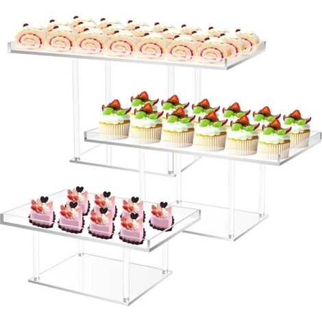 Lot De 3 Présentoirs De Table À Desserts, Présentoirs À Dessert, Buffet, Pour Gâteau, Pizza, Dessert, En Acrylique