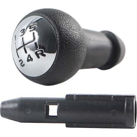 Pomello del cambio manuale a 5 marce per Peugeot 106 107 207 301 307 308 407 408 508 3008 1007 / Citroen C2 C3 C4 Picasso - Nero e argento (1/5)