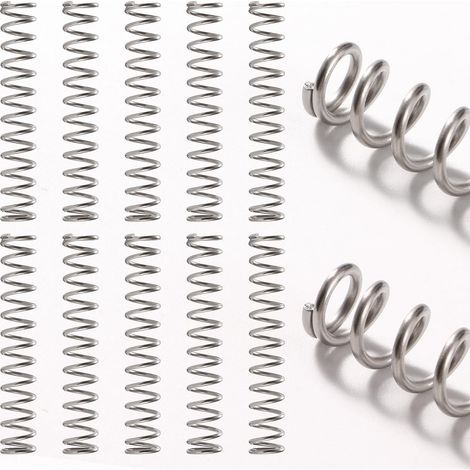 10 Pieces 1.2 x 10 x 60 mm Compression Springs, Stainless Steel Compression Springs, Stainless Steel Compressed Helicoid Springs, for Repairs (1/5)