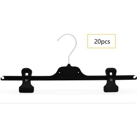 20pcs, Noir Cintres pour Pantalons Cintres avec Pinces Cintres Jupes 36cm Clip Cintres pour Jupes Pantalons (1/5)