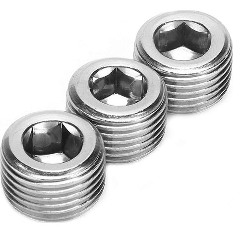 Lot de 3 bouchons de tuyau NPT 1/2 pouce, raccord fileté mâle, connecteur à filetage hexagonal interne, accessoires automobiles (1/5)