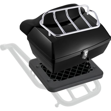 VEVOR Top case moto universel durable en PP, boite superieure de moto, 565 x 500 x 380 mm, coffre de rangement arriere moto amovible etanche 48 L avec base multi-trous, adapte a 99% des cadres de moto (1/5)