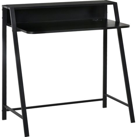 Scrivania per computer nera con ripiano e gestione cavi 84 x 45 x 85 cm (1/5)