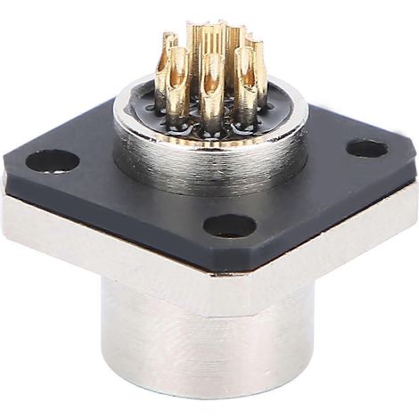 Connecteur étanche 8 broches à visser, embase carrée à trous, prise industrielle M12HS8, pour environnements exigeants. (1/5)
