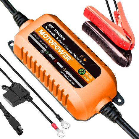 Chargeur Automatique 12 V 1000 mA - Entretien de la Batterie - Chargeur de Maintien et désulfateur de Batterie avec Protection de minuterie (1/5)