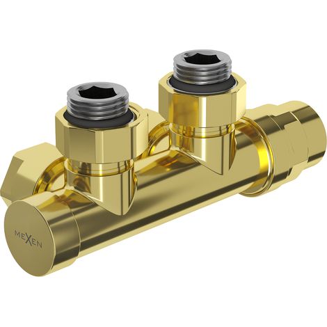 Mexen Uni-Term valvola del radiatore angolare, Duplex, DN50, dorato - W907-000-50 (1/4)