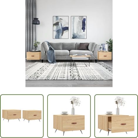 Holzwerkstoff - Couchtische 2 Stk. Sonoma-Eiche 50x50x40 cm Holzwerkstoff (1/5)