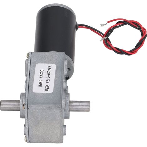Moteur Réducteur DC 24V Réversible, Double Arbre Autobloquant, Faible Vitesse 5 tr/min (1/5)