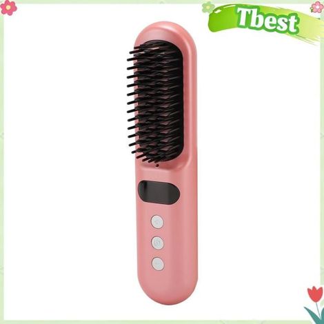 Tbest Peigne à lisser les cheveux Brosse à lisser les cheveux sans fil, 9 vitesses, peigne à lisser à ions hygiene peigne (1/5)