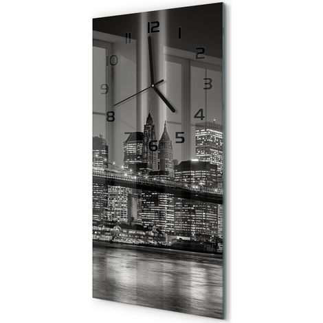 Horloge Murale Rectangulaire Verticale Cadeau Anniversaire Décorative Manhattan, New York 30x60 cm (1/5)