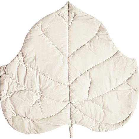 Tapis de Jeu pour Enfants Moderne en Coton Matelassé en Forme de Feuille 110 x 110 cm Accessoire Chambre Blanc Cassé Helikon (1/5)