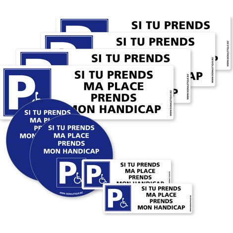 Lot de 8 autocollants pour stationnement gênant sur place PMR