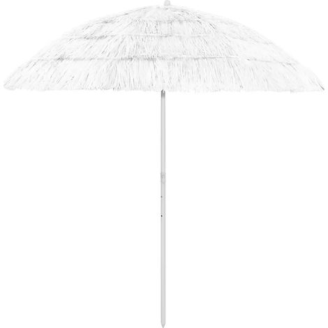 Parasol de plage inclinable style hawaï 240 x 210 cm protection UV durable en polyester blanc