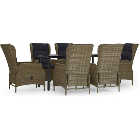 Maison Exclusive - 7-tlg. Garten-Essgruppe Braun Poly Rattan