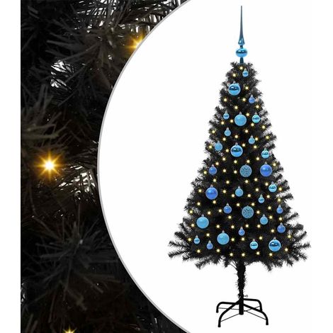 Sapin de Noël，Arbre de Noël avec 150 LED avec support Noir 150 cm PVC CFW93573 (1/5)