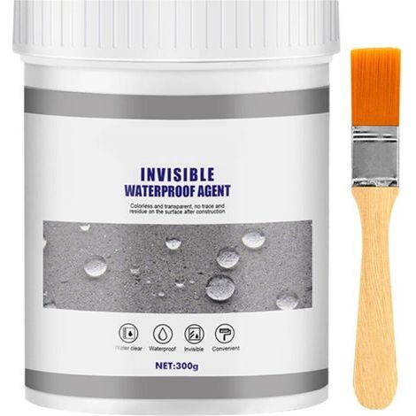 SIXRUN Produit d'étanchéité Imperméable, Transparent Anti-fuites-isolant avec Pinceau pour Carrelage Mural Ciment, Plafond, Toit (300g) (1/5)