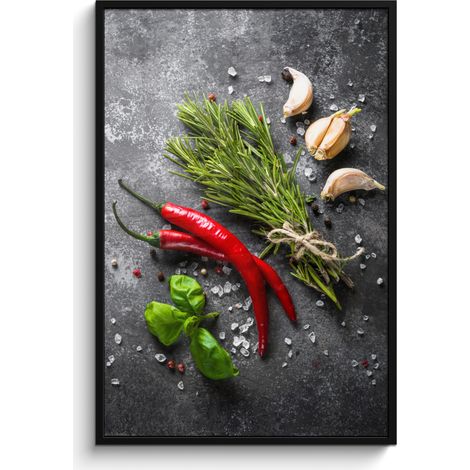 AFFICHE ENCADRÉE Poivre - Herbes - Épices - Béton Decoration Murale Peinture 80x120 (1/5)