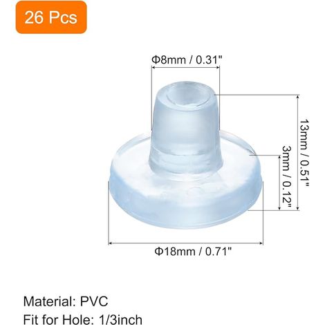 Patins en Caoutchouc Transparents 8mm avec Tige pour Plateau de Table en Verre Anti-Collision (1/4)