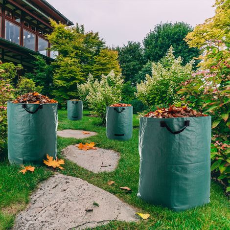 Sacco per rifiuti da giardino con manici Sacco per foglie Pop Up pieghevole Sacco per prato 272 L max 50kg, pellicola in tessuto, DxH 67 x 76 cm, set da 4