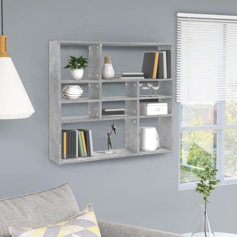 vidaXL Wall Shelf Concrete Grey 90x16x78 cm Engineered Wood (1/5)