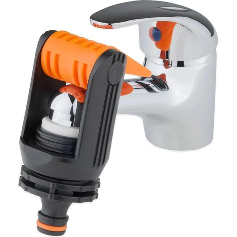 1 - Raccord De Robinet - Raccord Universel - Sans Filetage Pour Tuyau D'arrosage - Plastique Durable Avec Mamelon - Noir Et Orange (1/5)
