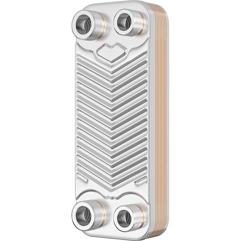 Wiltec Échangeur de chaleur thermique avec 10 plaques – 191 x 73 x 414 mm – max. 22 kW – 0,18 l par passe – en Acier inoxydable – pour Eau Solaire