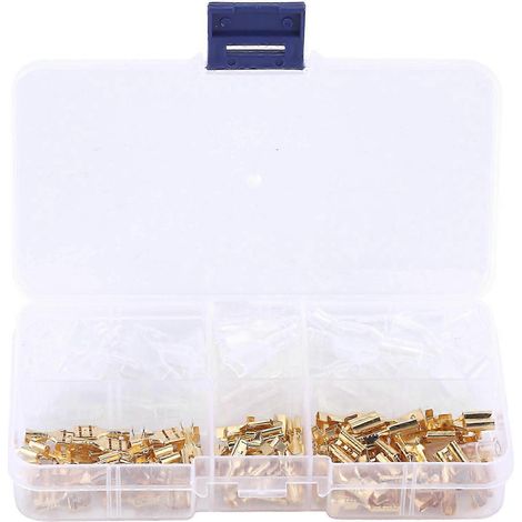 Vergoldete Crimp-Buchse, Satz von Klemmen mit Isolierhülse 2,8 mm, 4,8 mm, 6,3 mm für Kfz-Verkabelung und Heimwerkerprojekte. (1/4)