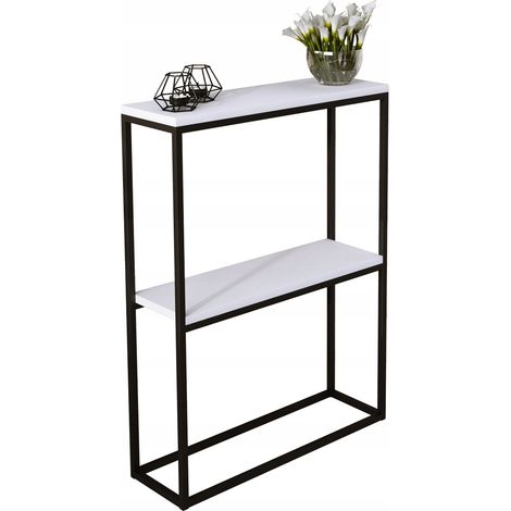 Consola doble recibidor 60x20 fabricada en perfiles 15x15 Negro Blanco Mate (1/3)
