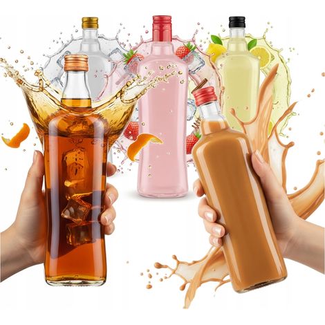 Lot de 5 bouteilles DIVA de 500 ml en verre pour liqueur Moonlight, vin et mariage (0,5 l). (1/5)