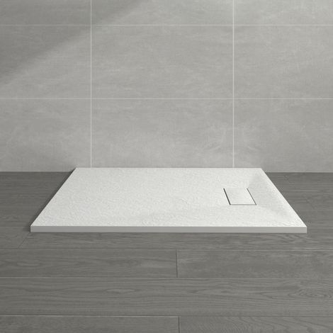 NRG 1200 x 700mm White SMC Rectangle Slate Effect Bathroom Shower Enclosure Tray (1/5)