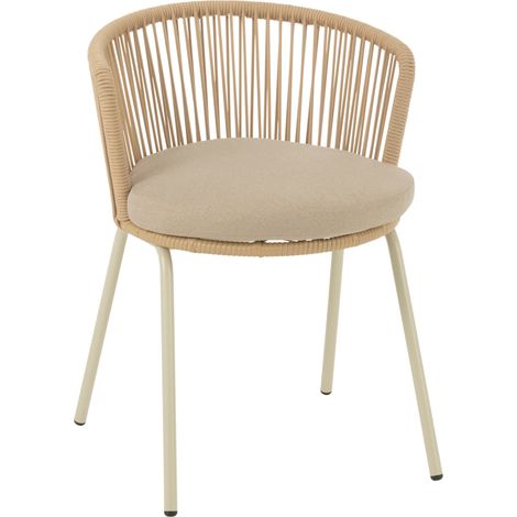 Chaise extérieure design en acier et corde Beige 56x57x75 cm (1/3)